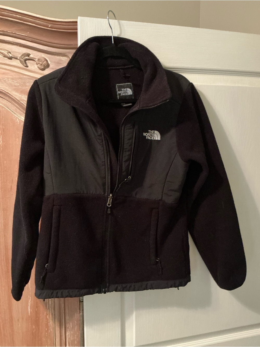 The North Face Women's Black Fleece Jacket with White Logo